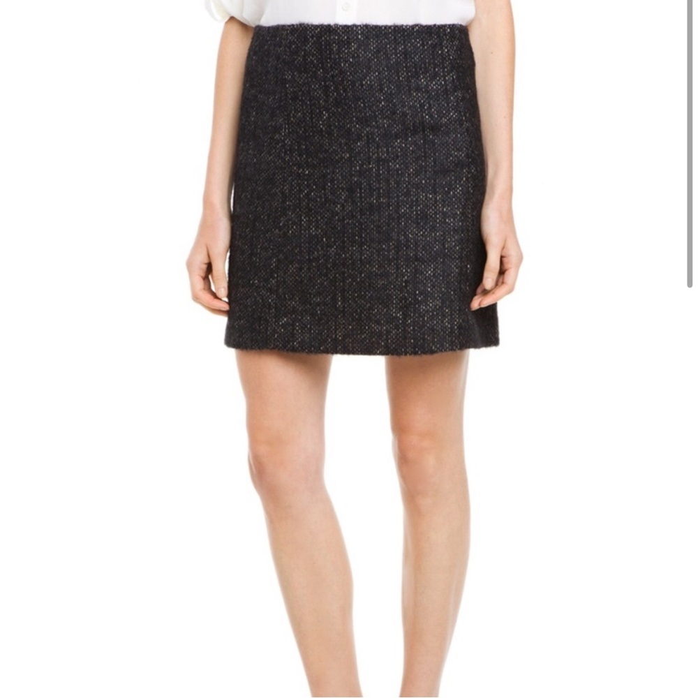 NWT Theory Faraly Pretend Skirt wool 12 black tweed